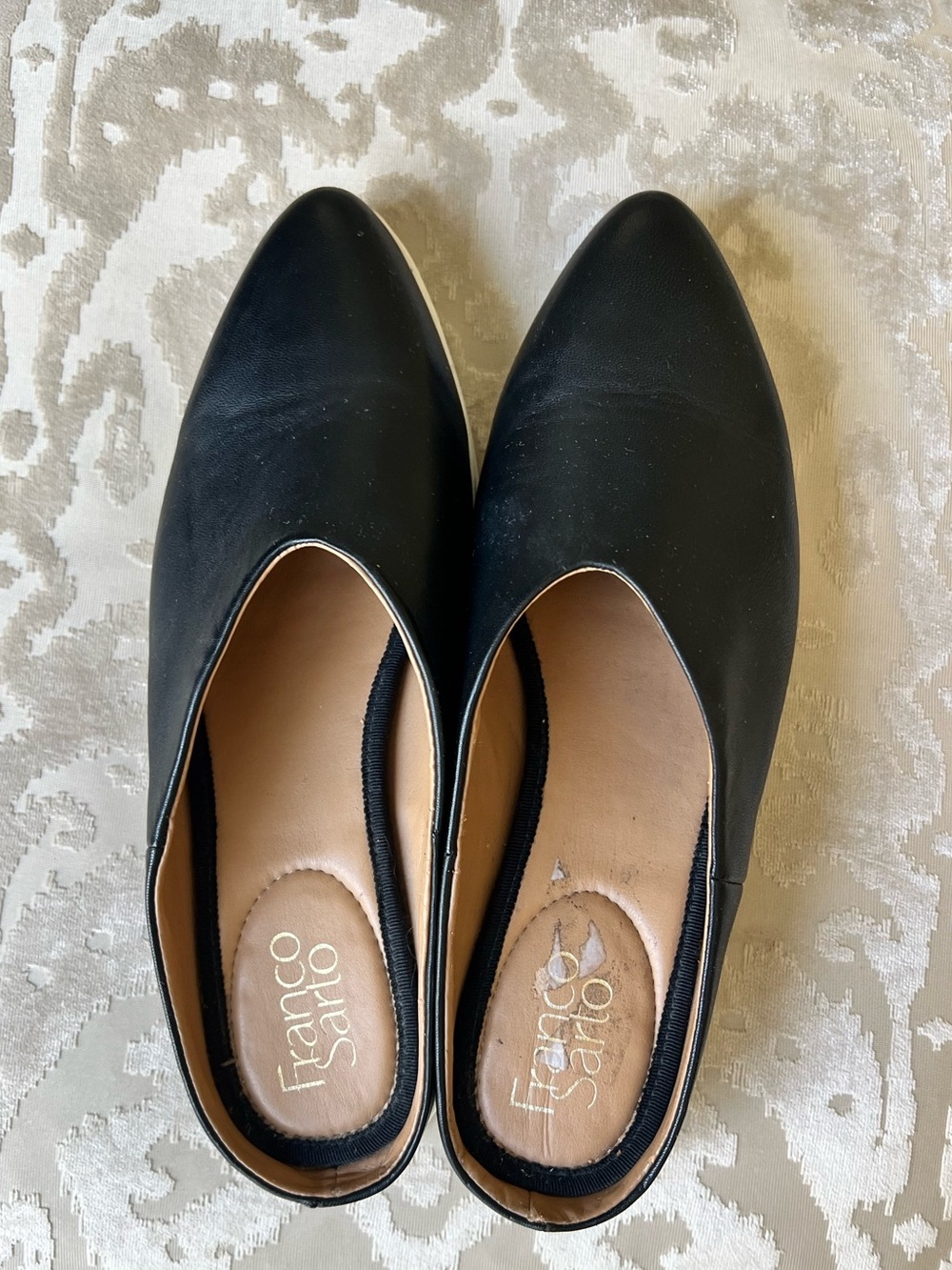 Franco Sarto Black Pointed-Toe Slip-On Flats